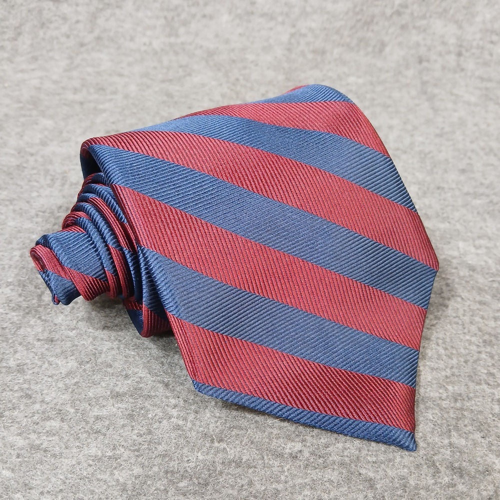 Carlo Palazzi Studio Men's Red Blue Striped 100%‎ Silk Made In USA 61"x3.5"